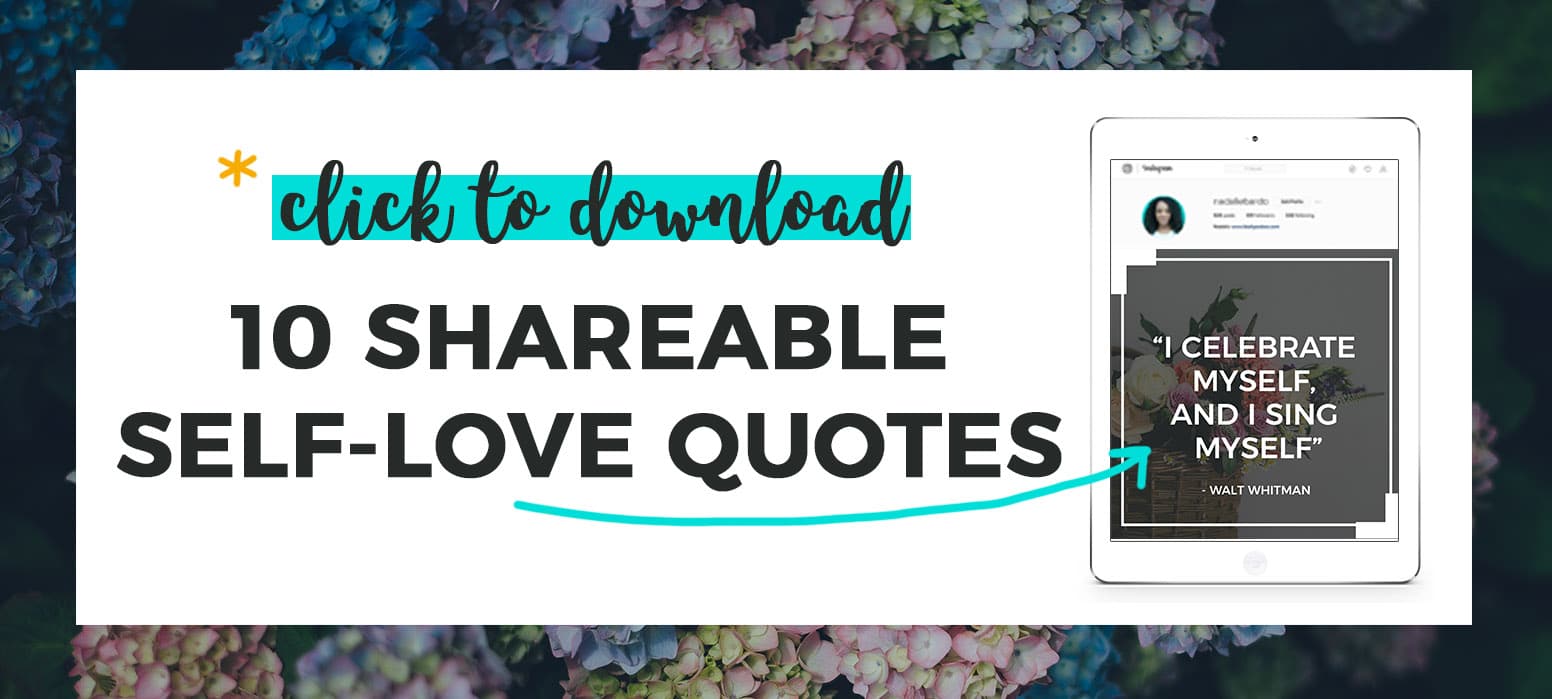 to 10 FREE shareable self love quotes graphic preview on iPad