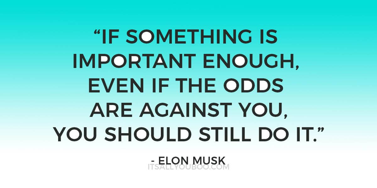 “If something is important enough, even if the odds are against you, you should still do it.” - Elon Musk