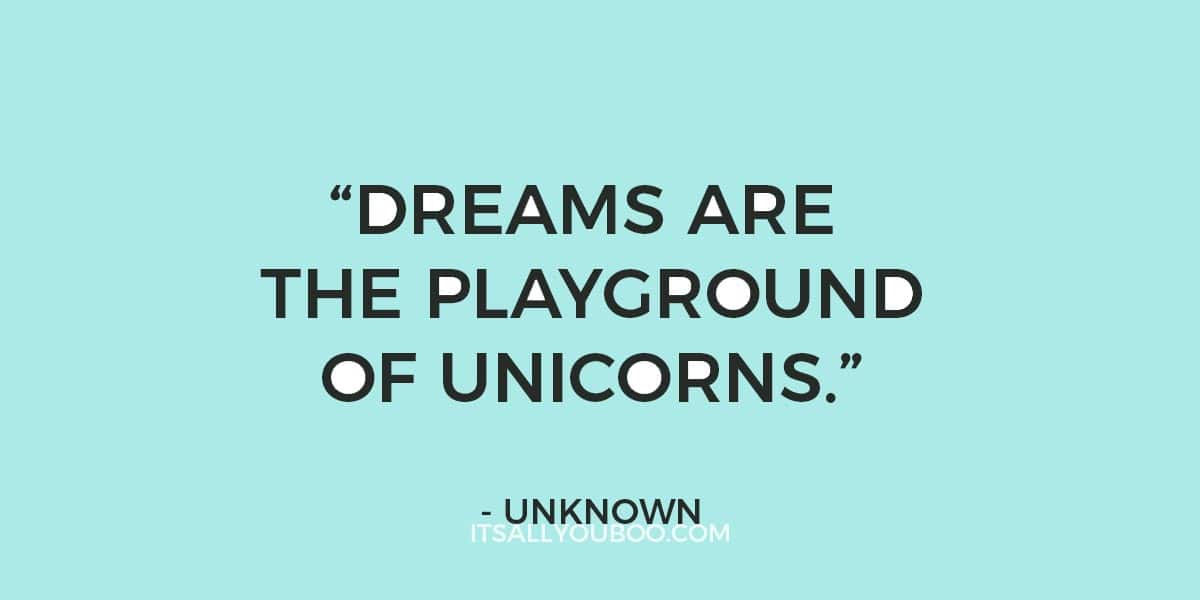 “Dreams are the playground of unicorns.” – Unknown