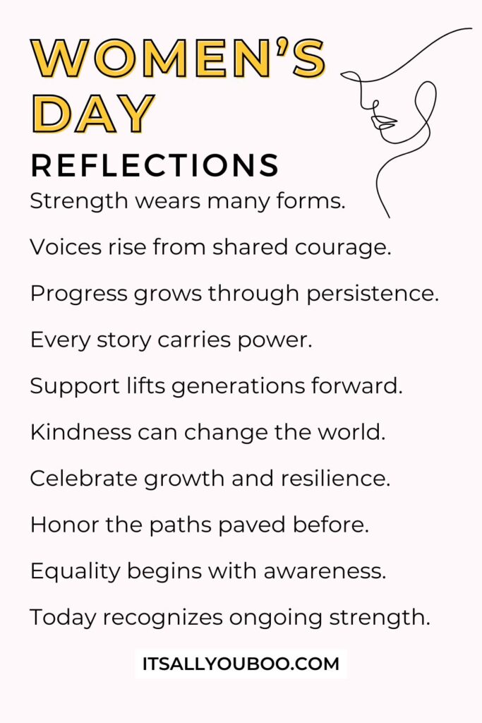 Your List of Women's Day Reflections. For the reader to save for later.