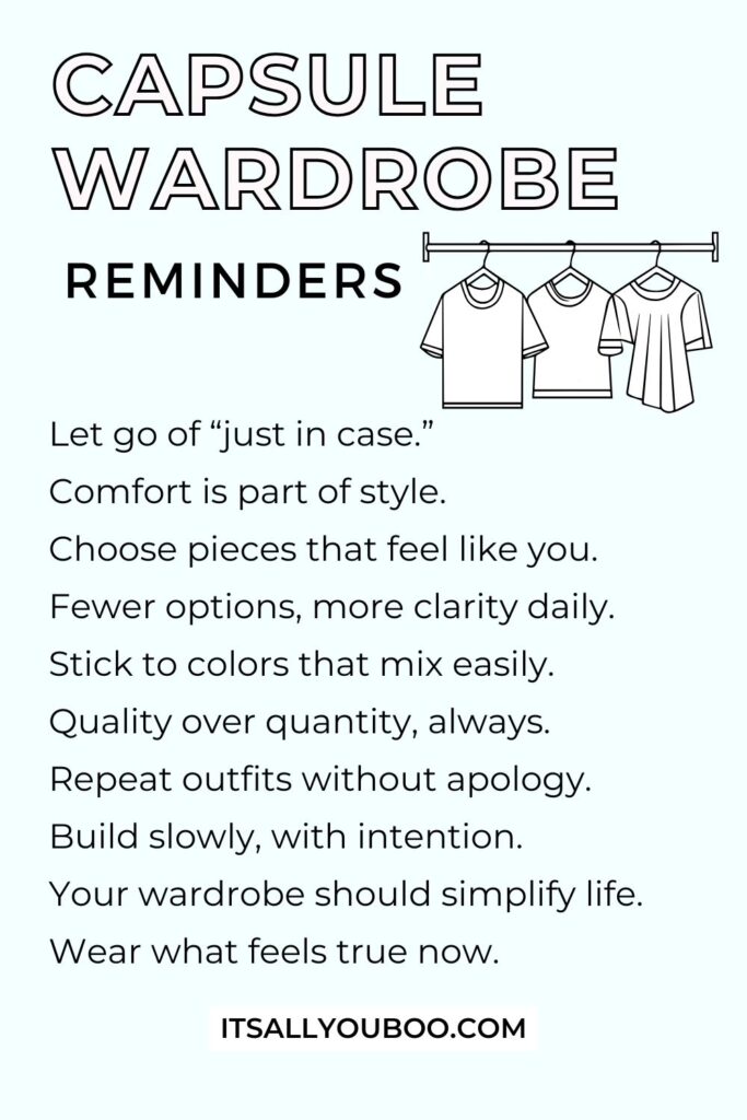 Your Capsule Wardrobe Reminders. For the reader to save for later.