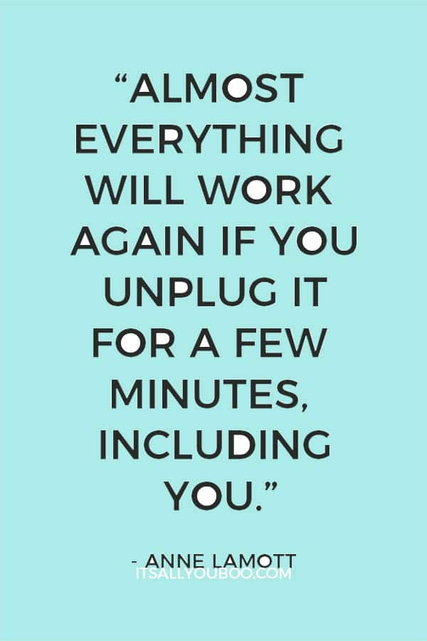 “Almost everything will work again if you unplug it for a few minutes, including you.” – Anne Lamott