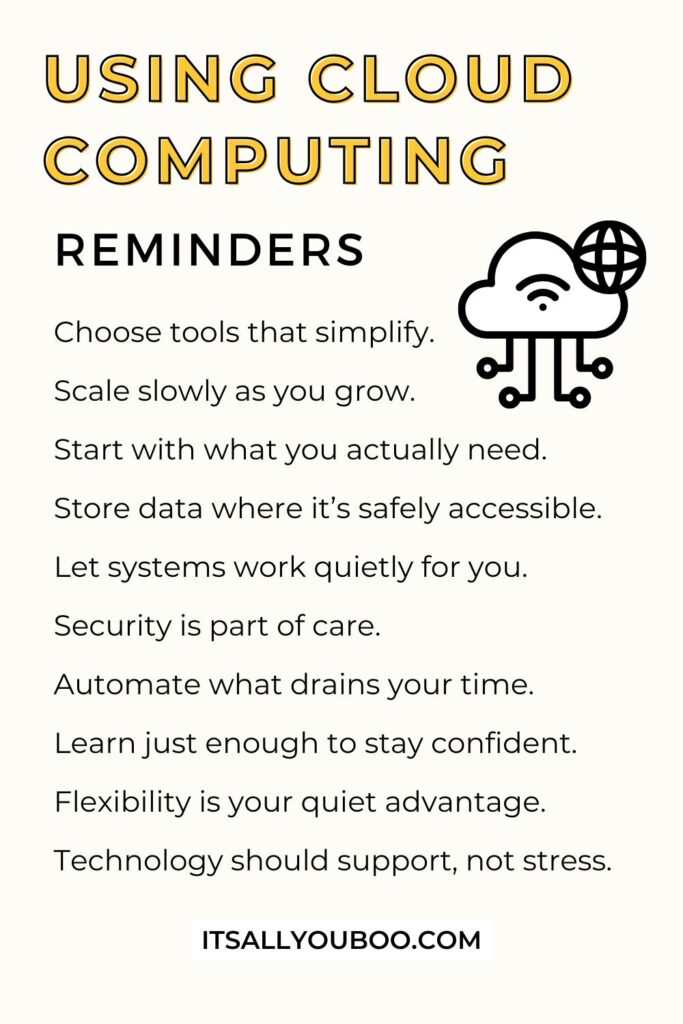 Cloud Computing Solutions Reminders. For the reader to save for later.