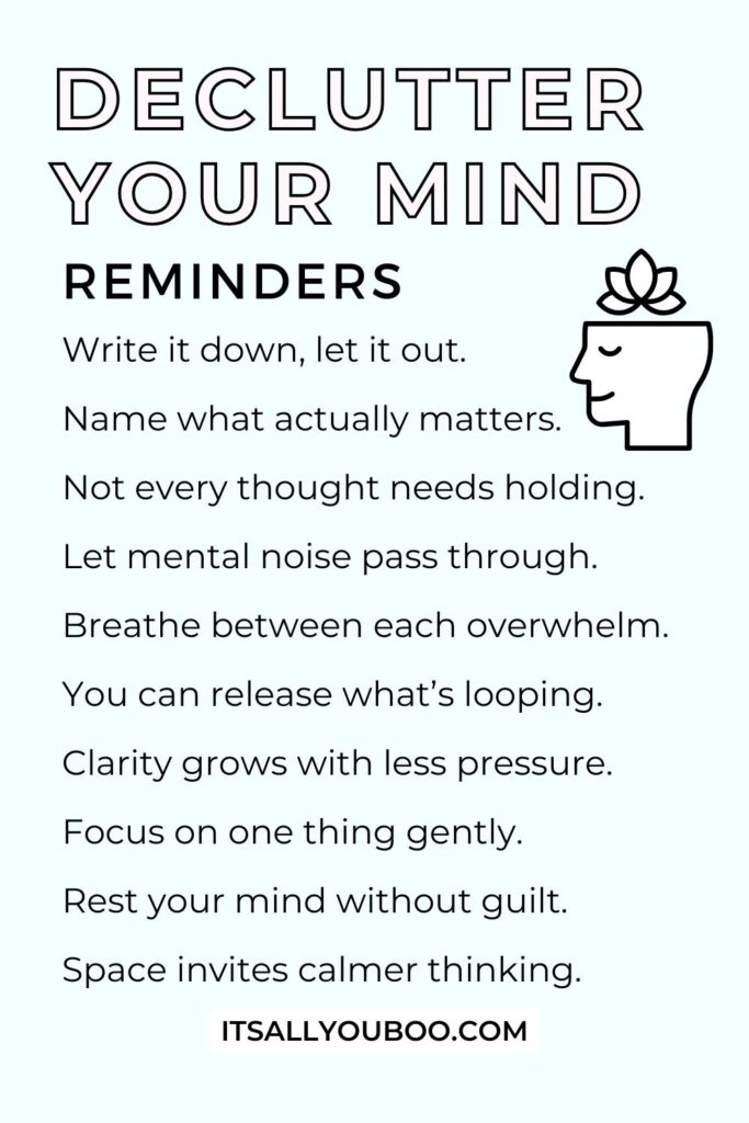 Declutter Your Mind Reminders. For reader to save for later.
