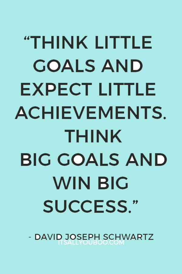 “Think little goals and expect little achievements. Think big goals and win big success.” – David Joseph Schwartz