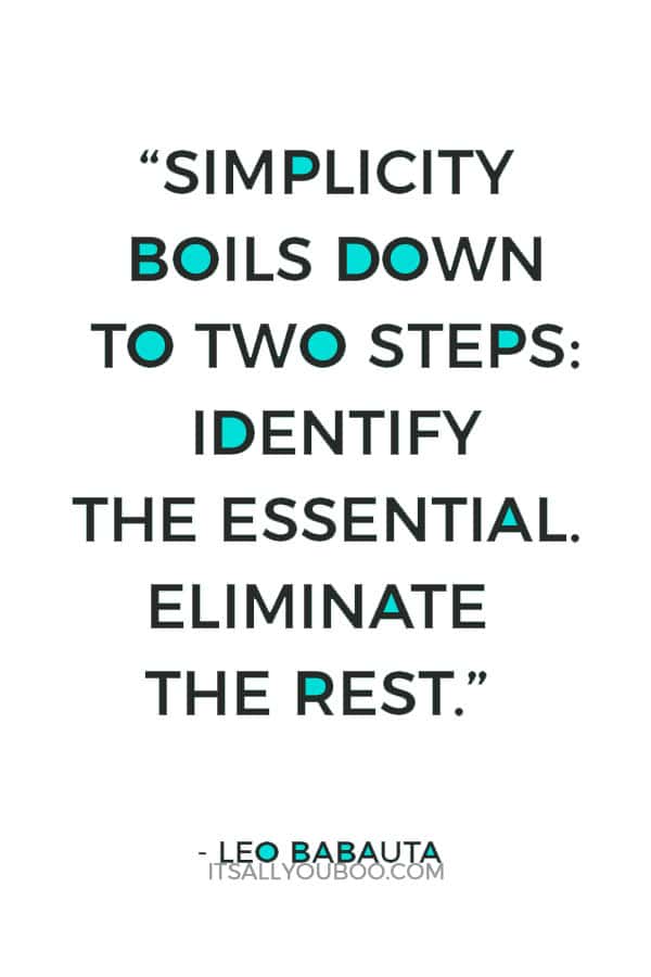 “Simplicity boils down to two steps: Identify the essential. Eliminate the rest.” – Leo Babauta