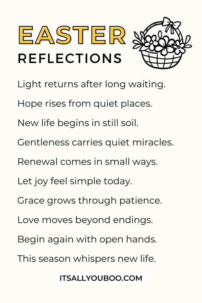 Your List of Easter Reflections. For the reader to save for later.