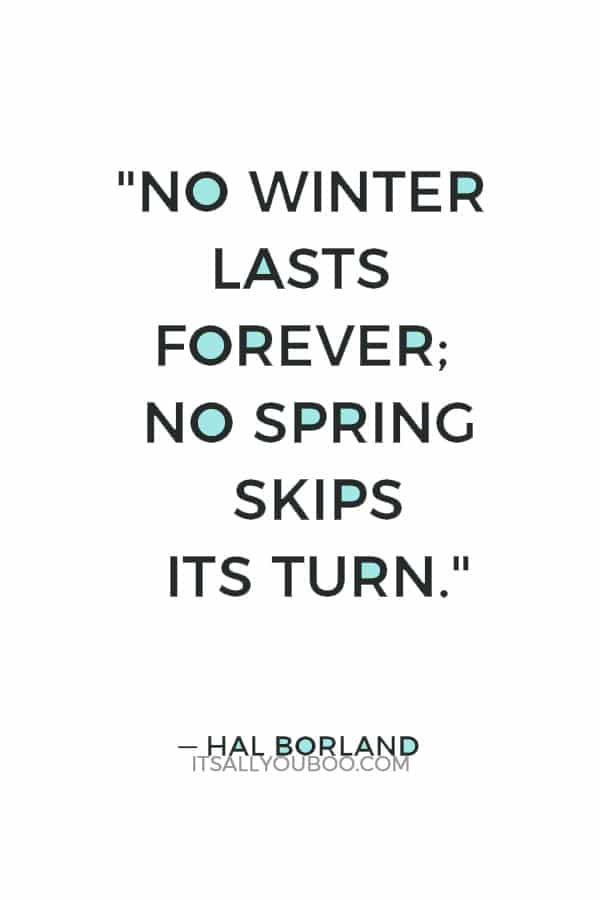 "No winter lasts forever; no spring skips its turn." ― Hal Borland