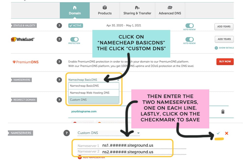 add in the two DNS and click save