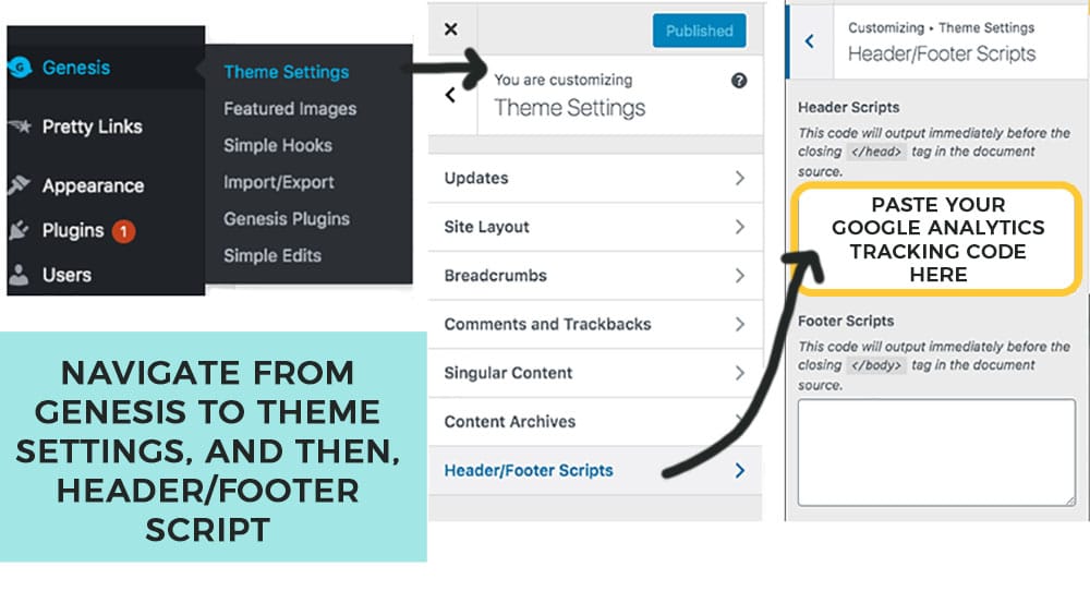 how to paste in your google analytics tracking code to new blog