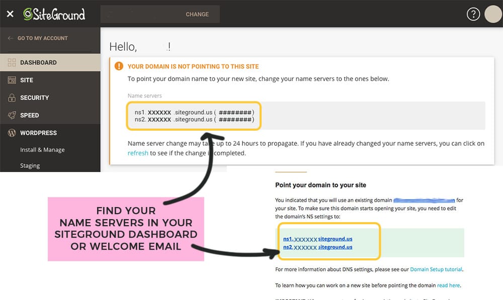 find your DNS to connect your hosting