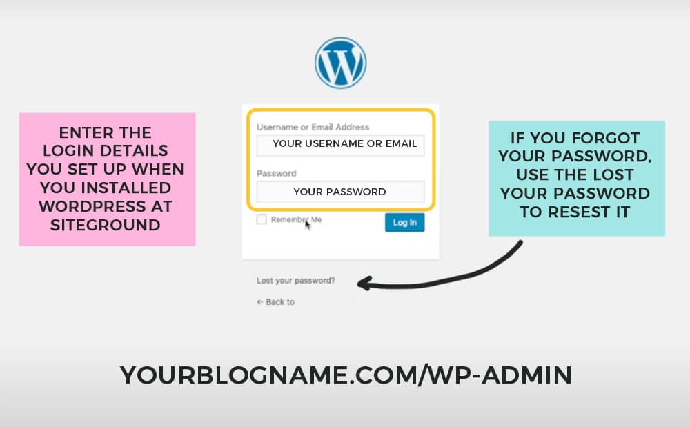 how to log into your new wordpress blog