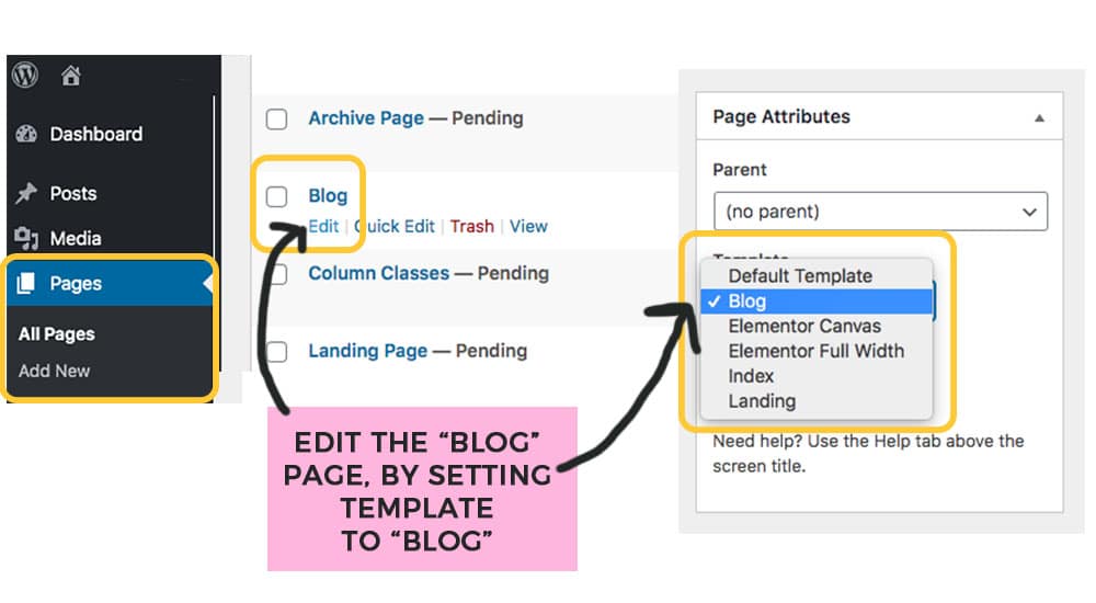 how to set up the blog page