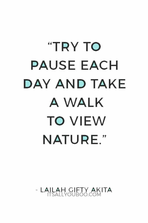 “Try to pause each day and take a walk to view nature.” ― Lailah Gifty Akita