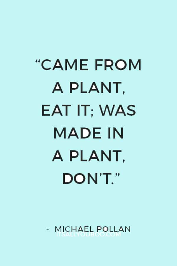 “Came from a plant, eat it; was made in a plant, don’t.” ― Michael Pollan