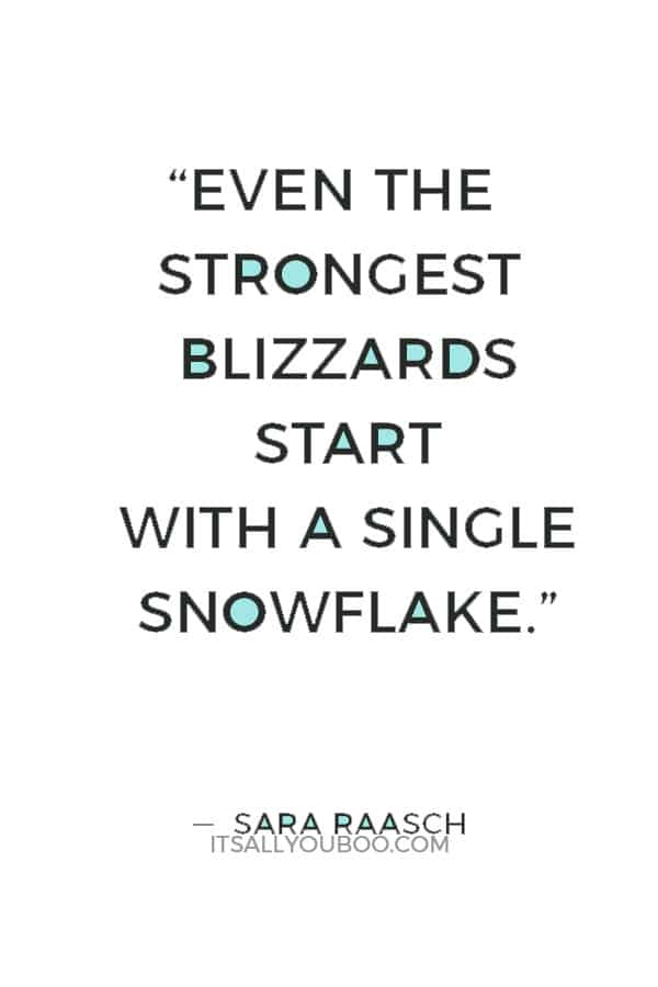 “Even the strongest blizzards start with a single snowflake.” ― Sara Raasch