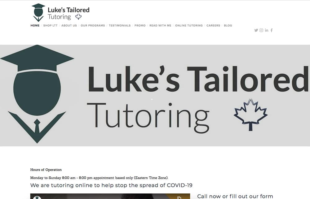 Part Time Business Idea Example - Luke's Tailored Tutoring