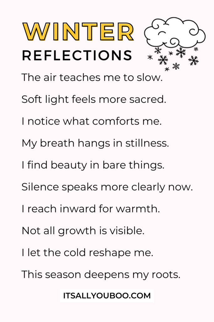 Your List of Winter Reflections. For the reader to save for later.