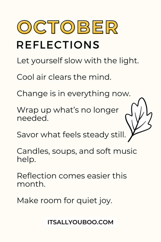 List of October Reflections. For the reader to remember in October.