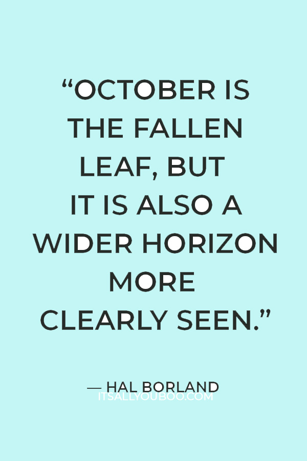 “October is the fallen leaf, but it is also a wider horizon more clearly seen. It is the distant hills once more in sight, and the enduring constellations above them once again.” — Hal Borland