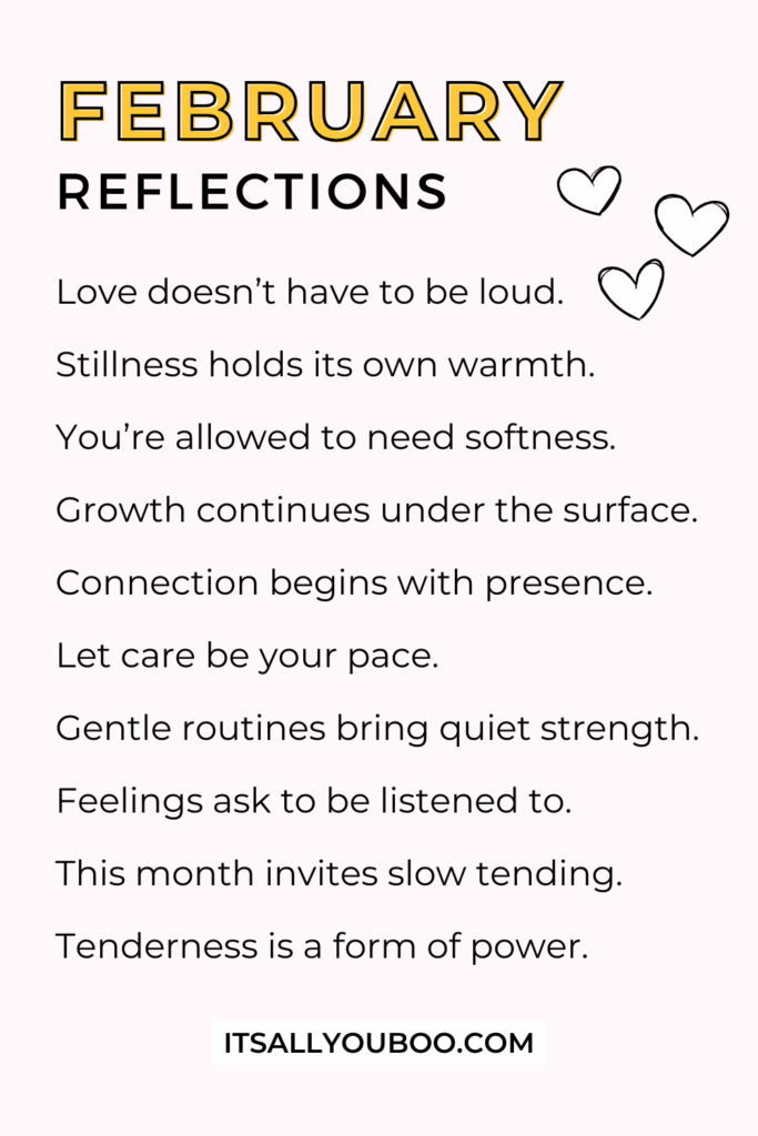 Your February Reflections List. A reminder for the reader.