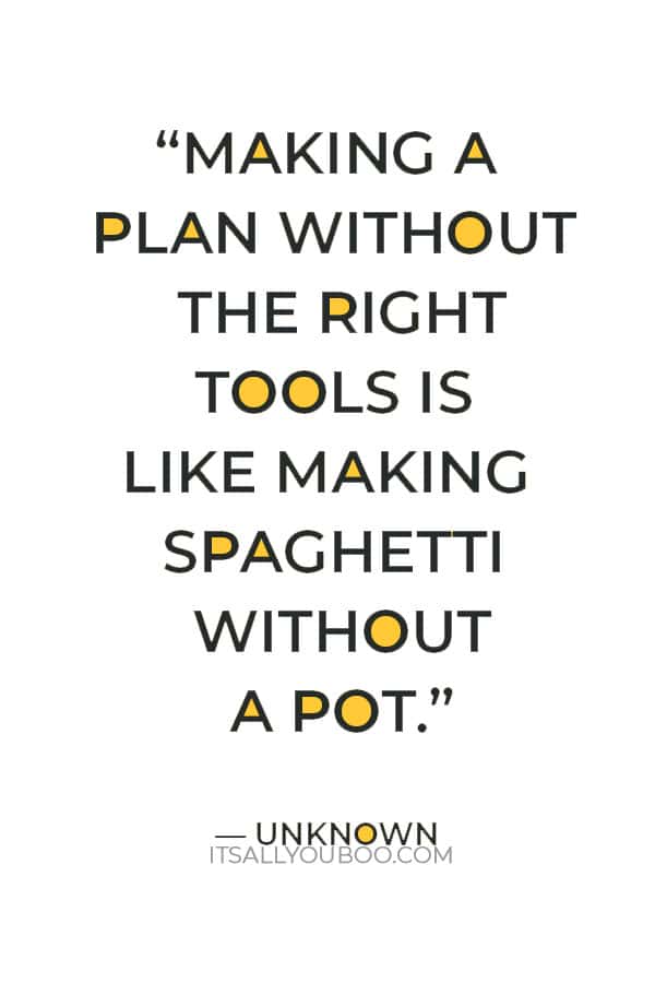 “Making a plan without the right tools is like making spaghetti without a pot.” – Unknown