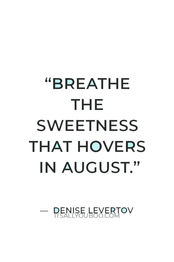 “Breathe the sweetness that hovers in August.” ― Denise Levertov