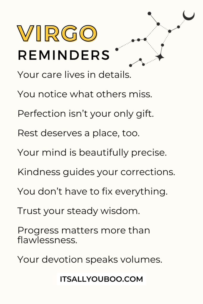 Your List of Virgo Reminders. For the reader to save for later.