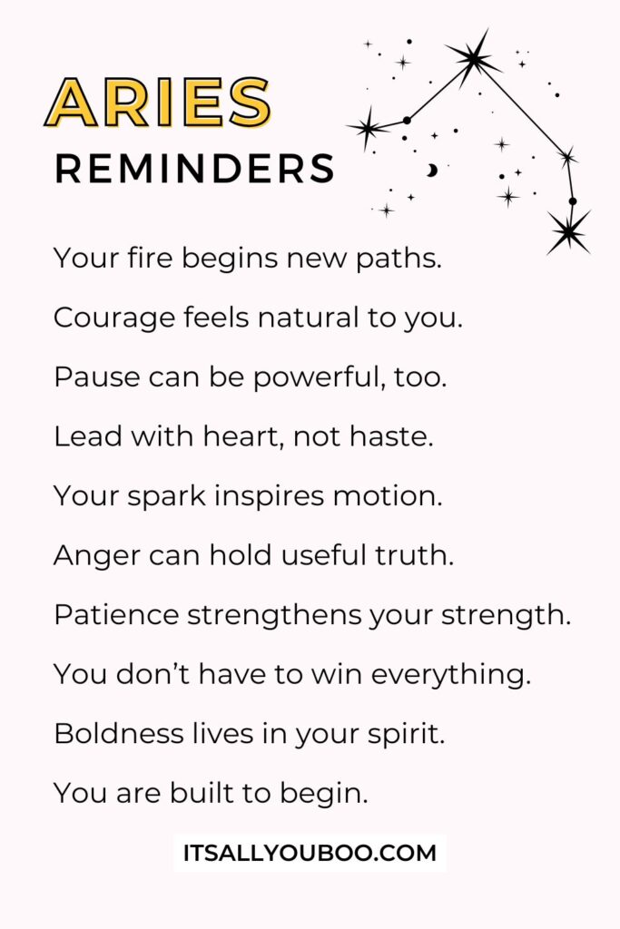 List of Aries Zodiac Reminders