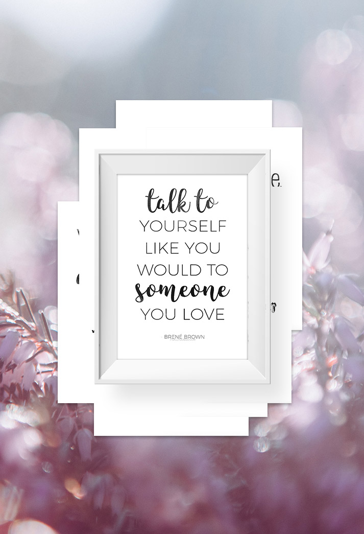 Printable Self Love Quotes preview image in front of a field of pink flowers background.