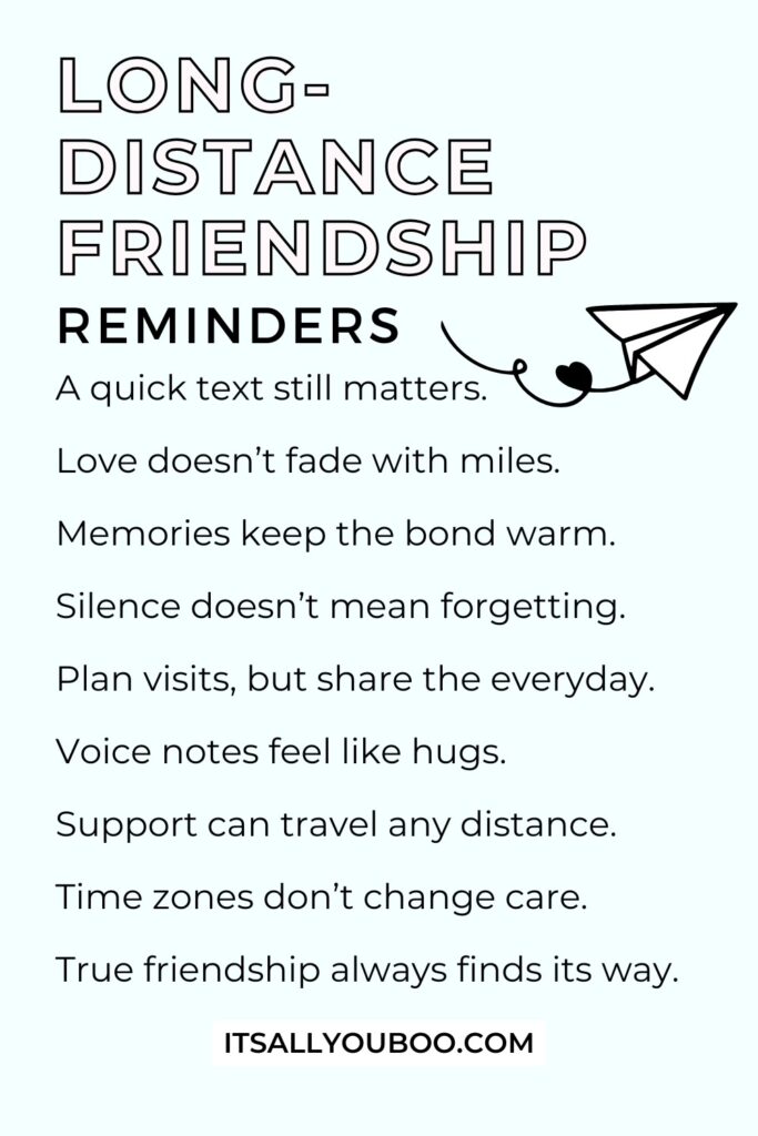 List of Long-Distance Friendship Reminders.