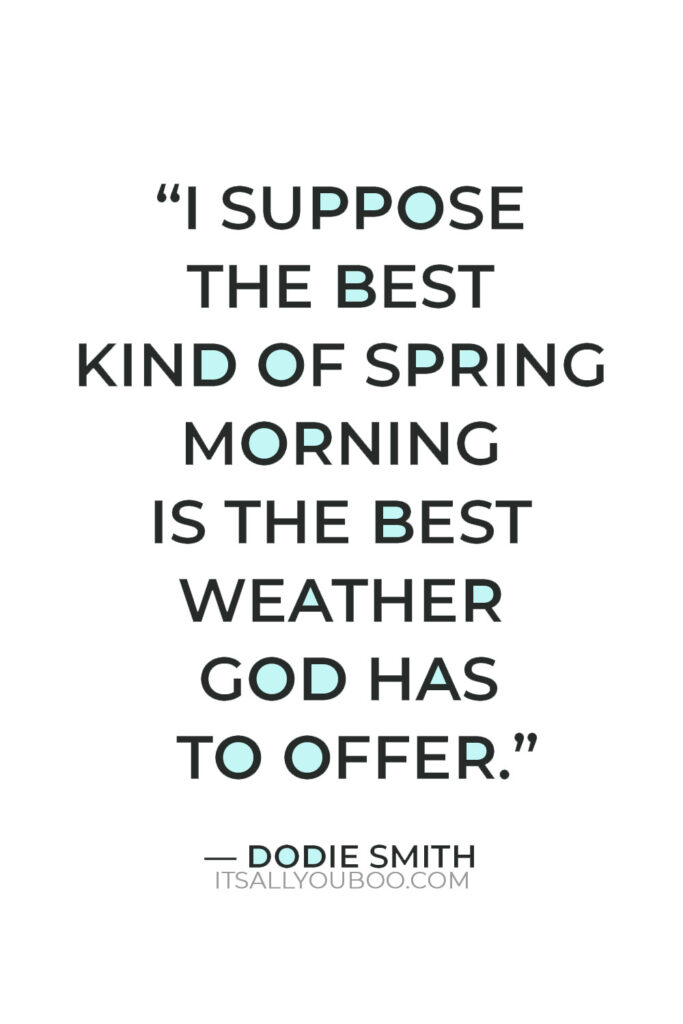 “I suppose the best kind of spring morning is the best weather God has to offer.” — Dodie Smith