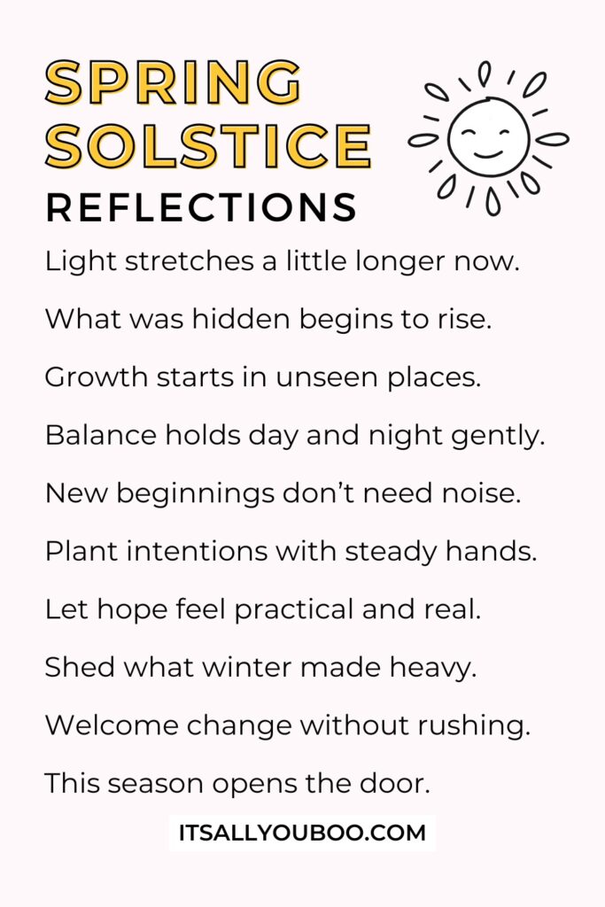 List of Spring Solstice reflections for the reader to save for later.