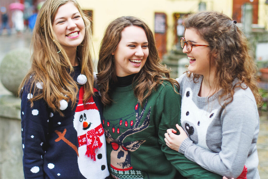 Friends in Holiday Sweaters