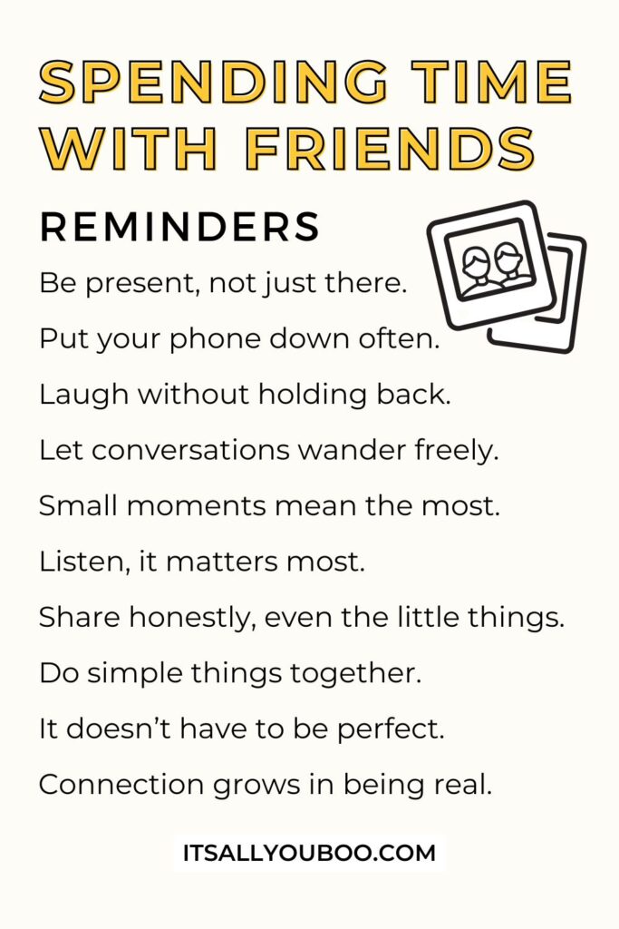 Spending Time with Friends Reminders. For the reader to save for later.