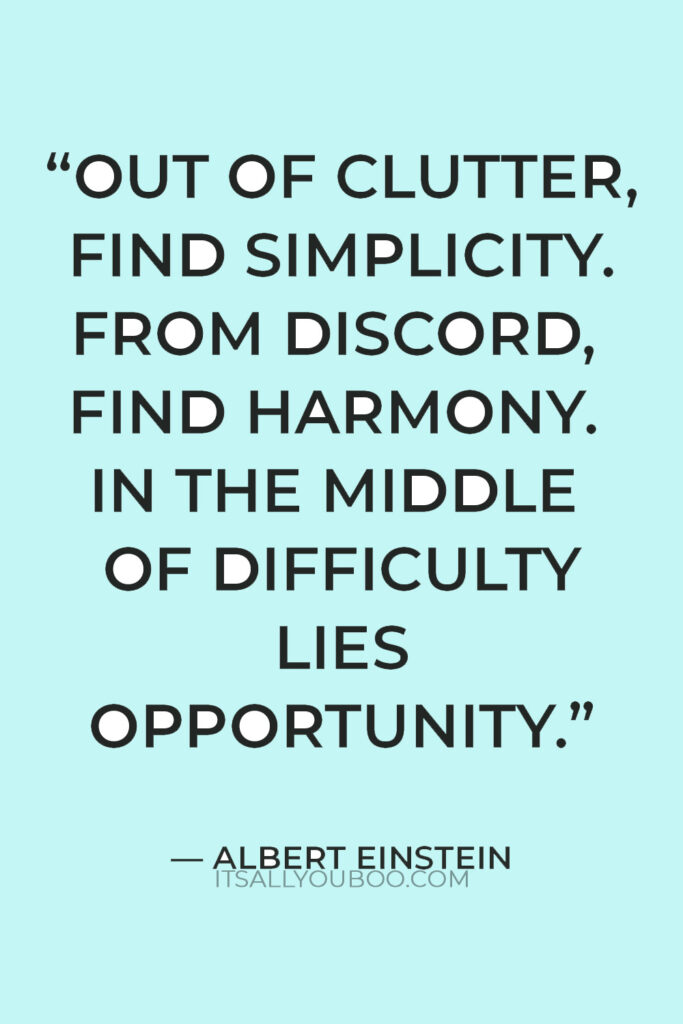 "Out of clutter, find simplicity. From discord, find harmony. In the middle of difficulty lies opportunity." — Albert Einstein