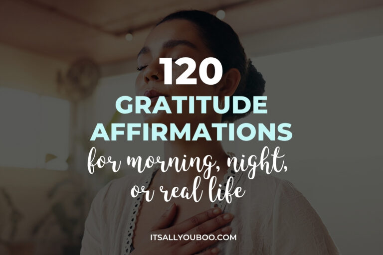 Gratitude affirmations. Feature image for blog post.
