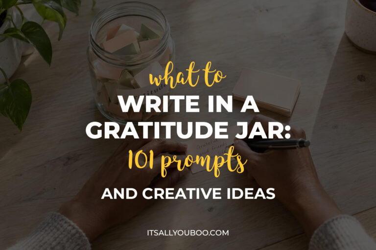 what to write in a gratitude jar. Feature image for blog post.