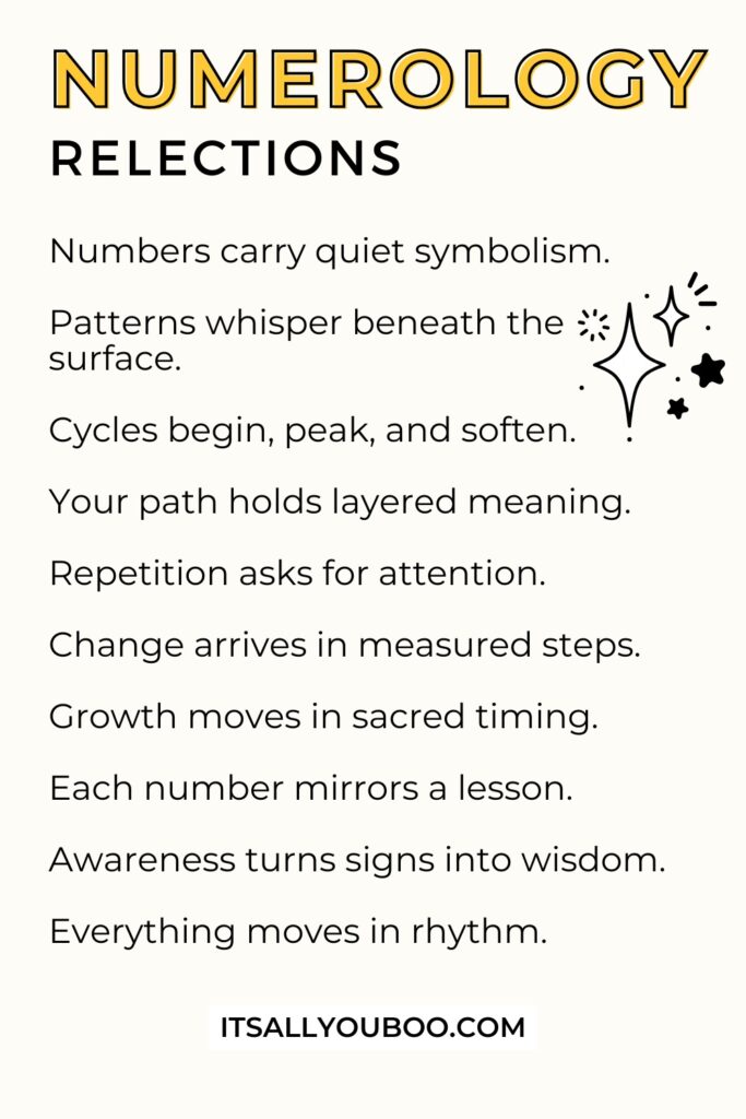 Your list of numerology reflections. Save these insights for later.